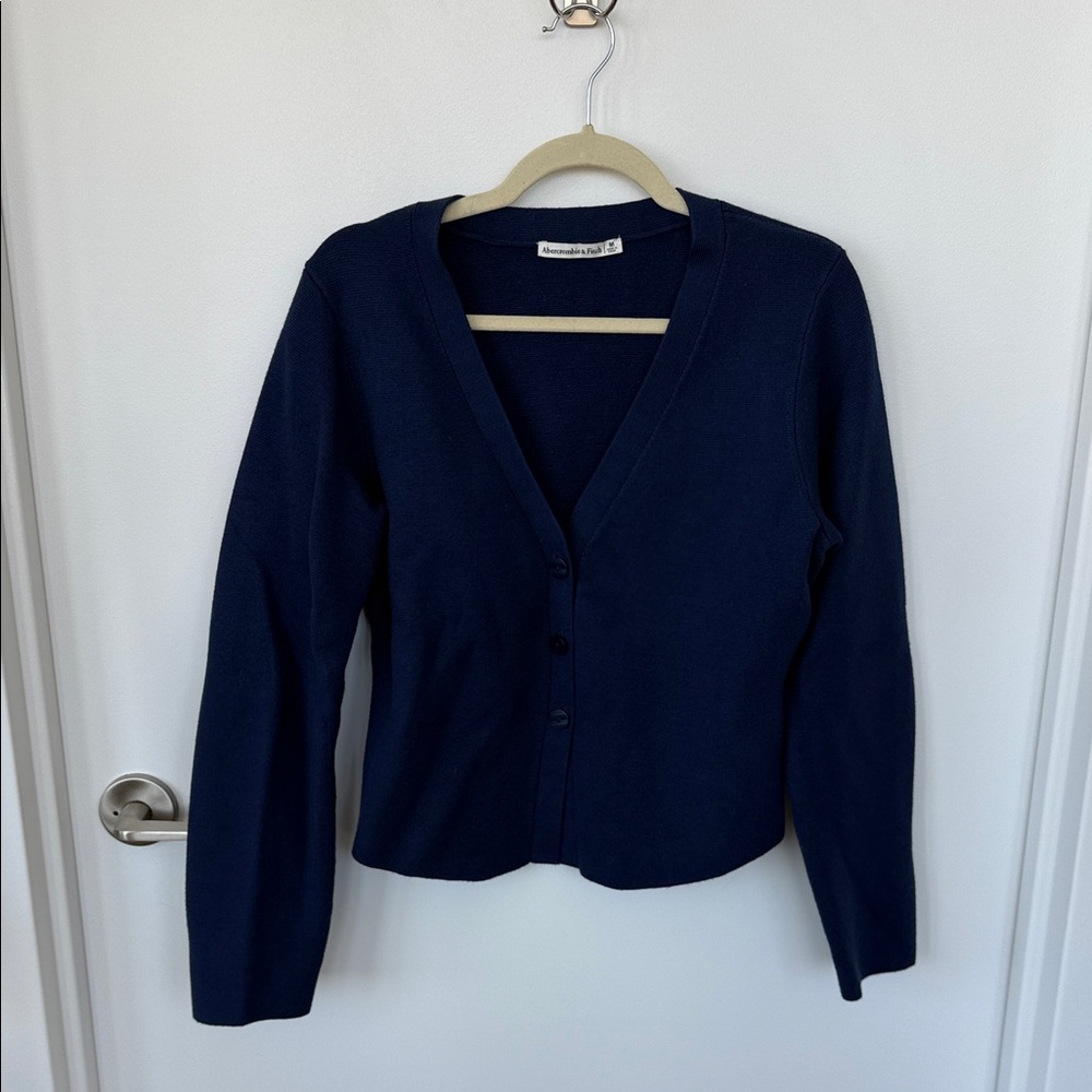 Abercrombie Barrel Sleeved Cardigan - Size M - Navy Blue
